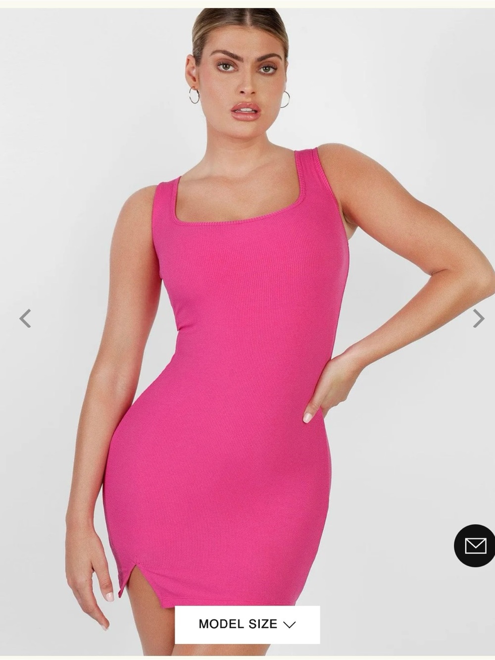 Popilush Hot Pink Ribbed Mini Dress with built in Bra & Shorts
